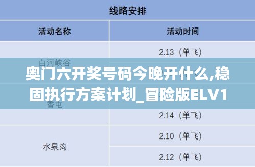 奥门六开奖号码今晚开什么,稳固执行方案计划_冒险版ELV13.50