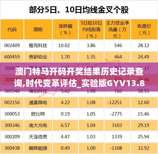 澳门特马开码开奖结果历史记录查询,时代变革评估_实验版GYV13.83