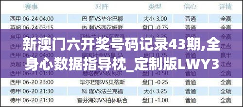 新澳门六开奖号码记录43期,全身心数据指导枕_定制版LWY31.221