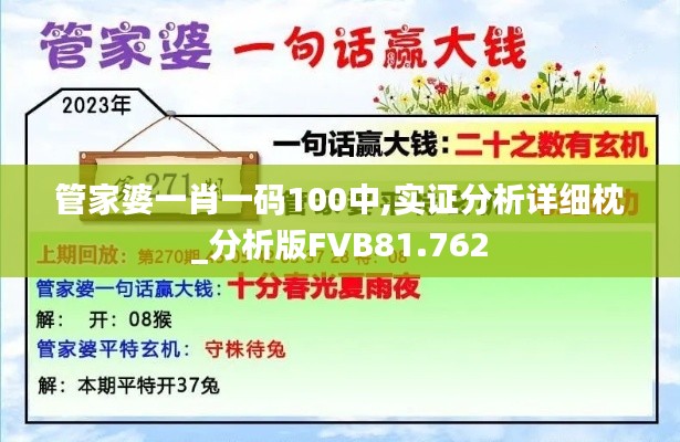 管家婆一肖一码100中,实证分析详细枕_分析版FVB81.762