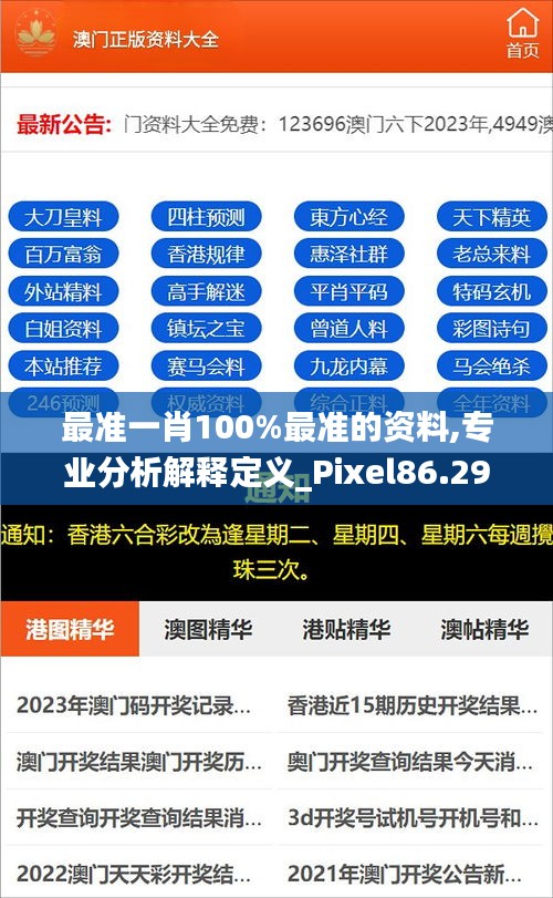 最准一肖100%最准的资料,专业分析解释定义_Pixel86.292-1