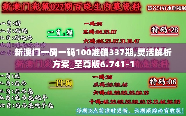 新澳门一码一码100准确337期,灵活解析方案_至尊版6.741-1