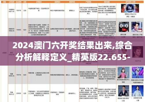 2024澳门六开奖结果出来,综合分析解释定义_精英版22.655-8