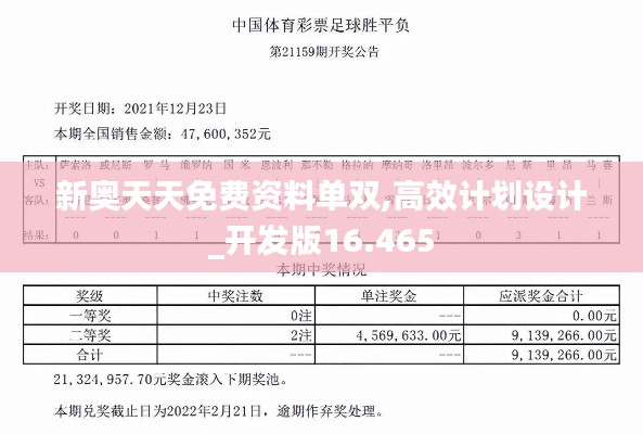 新奥天天免费资料单双,高效计划设计_开发版16.465