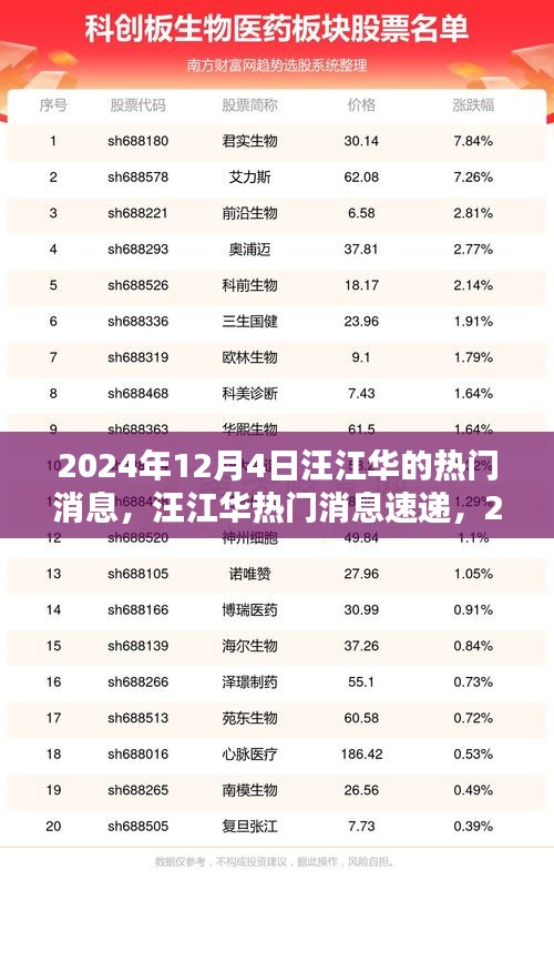 汪江华最新热门消息速递，全方位了解与探索指南（2024年12月4日）