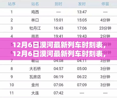 漠河最新列车时刻表全面更新，轻松掌握行程安排指南（最新至12月6日）