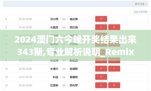 2024澳门六今晚开奖结果出来343期,专业解析说明_RemixOS10.100