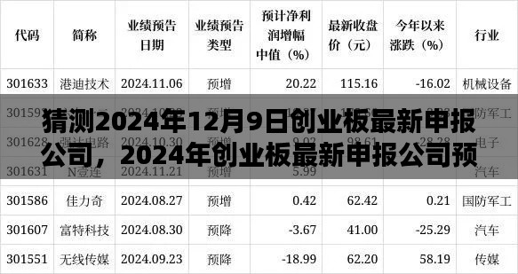 2024年创业板最新申报公司预测及行业趋势分析，个人观点与猜测