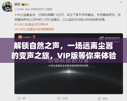 解锁自然之声，远离尘嚣的变声之旅VIP体验版独家呈现