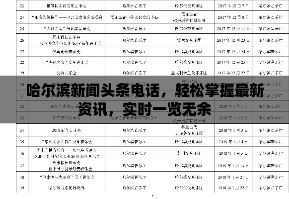 哈尔滨新闻头条电话，轻松掌握最新资讯，实时一览无余