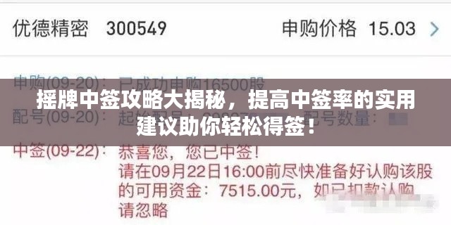 摇牌中签攻略大揭秘，提高中签率的实用建议助你轻松得签！