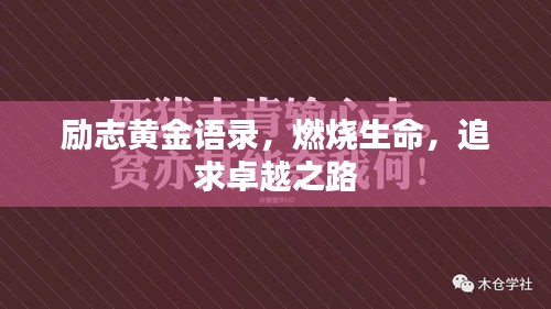励志黄金语录，燃烧生命，追求卓越之路