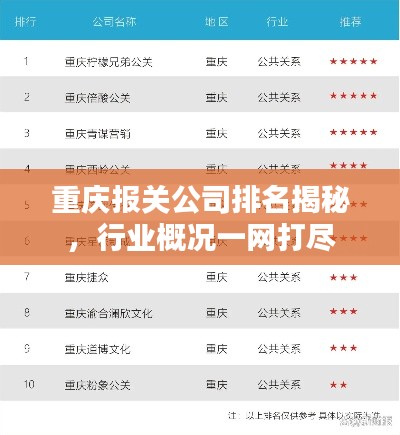 重庆报关公司排名揭秘，行业概况一网打尽