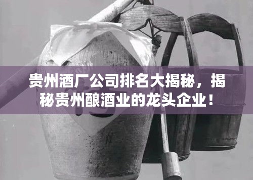 贵州酒厂公司排名大揭秘，揭秘贵州酿酒业的龙头企业！