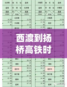 西渡到扬桥高铁时刻表最新公布！快速直达，最新时间表抢先看！