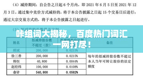 咔组词大揭秘，百度热门词汇一网打尽！