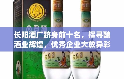 长阳酒厂跻身前十名，探寻酿酒业辉煌，优秀企业大放异彩
